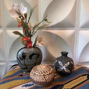 Vintage Bohemian Home Decor Vases and Basket Set